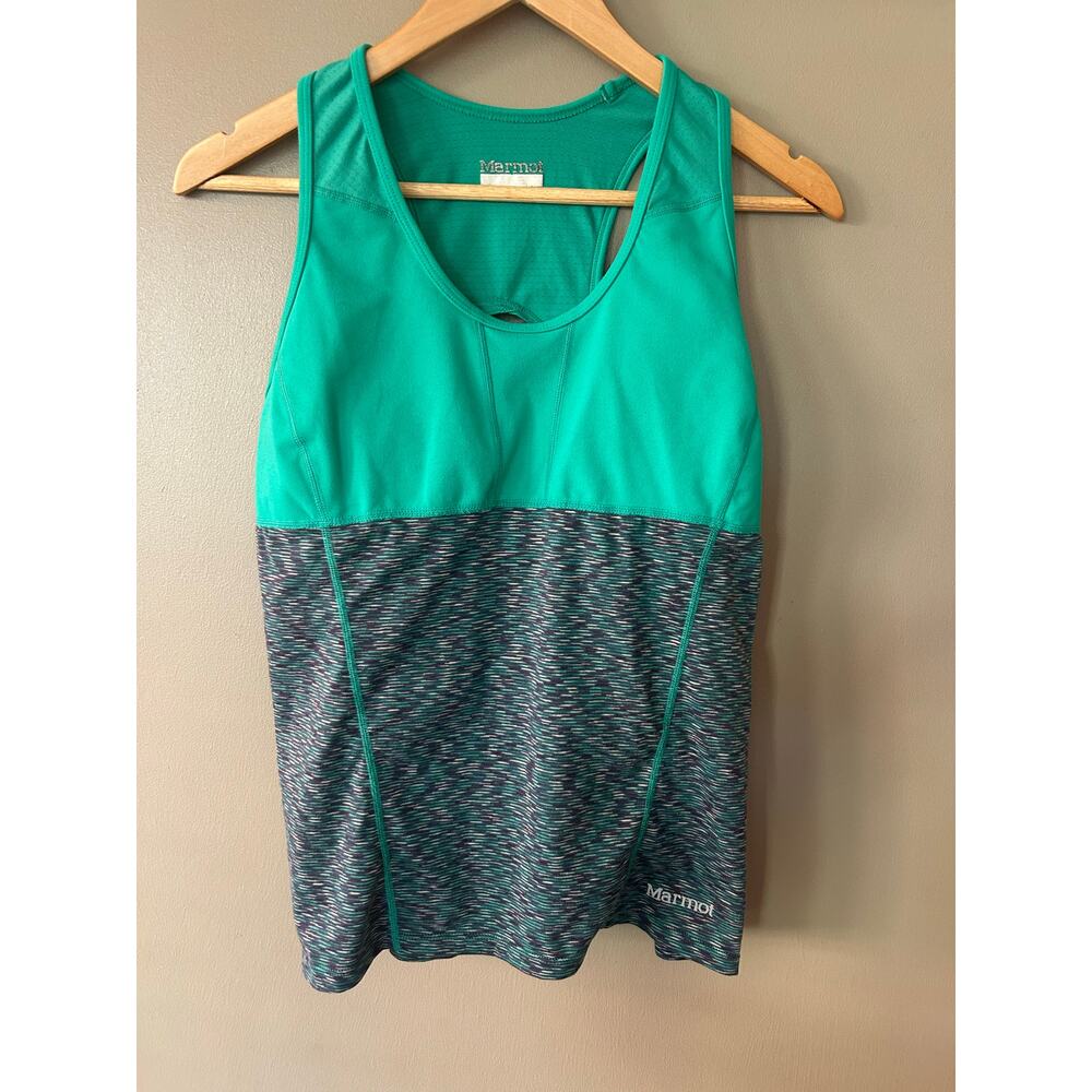 Marmot Racerback Athletic Tank outdoorsy Teal Blue gorpcore Built-in Bra large